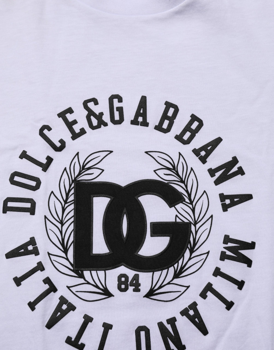Dolce &amp; Gabbana White Cotton Logo Print Crew Neck T-shirt