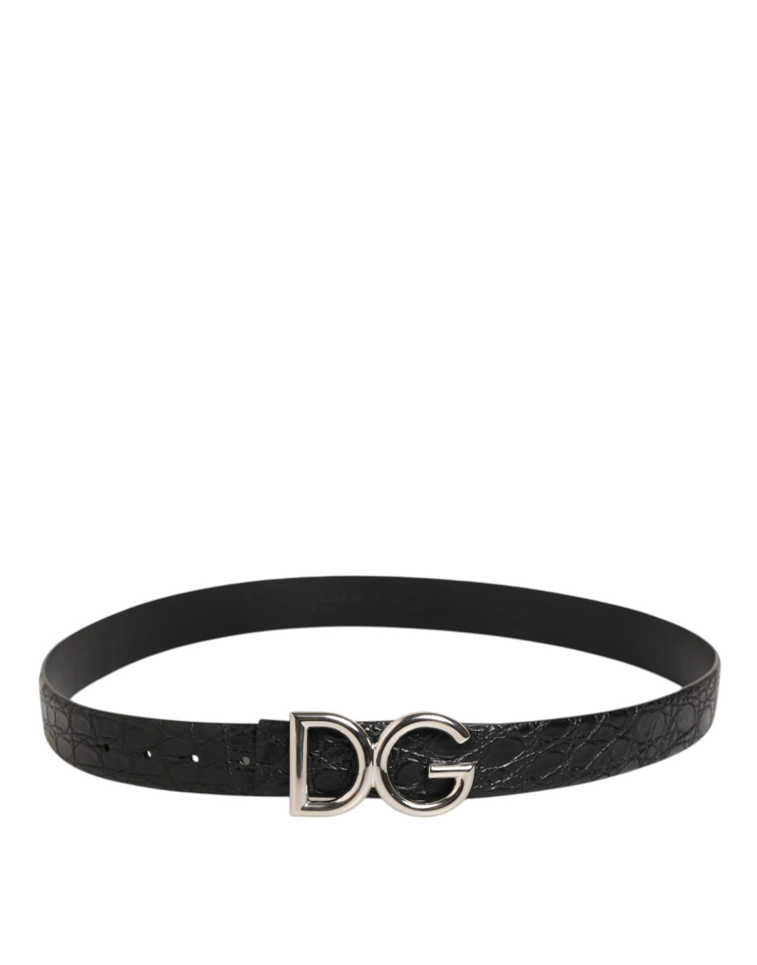 Dolce &amp; Gabbana Black Exotic Leather DG Logo Buckle Belt