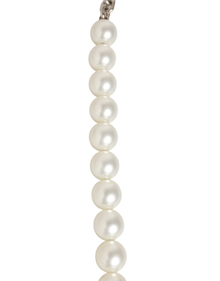 Dolce &amp; Gabbana Black Leather Pearl Chain Bag Accessory Shoulder Strap