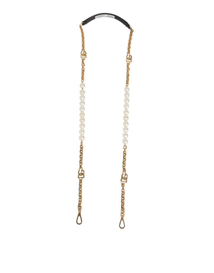 Dolce &amp; Gabbana Black Leather Gold Chain Bag Accessory Shoulder Strap