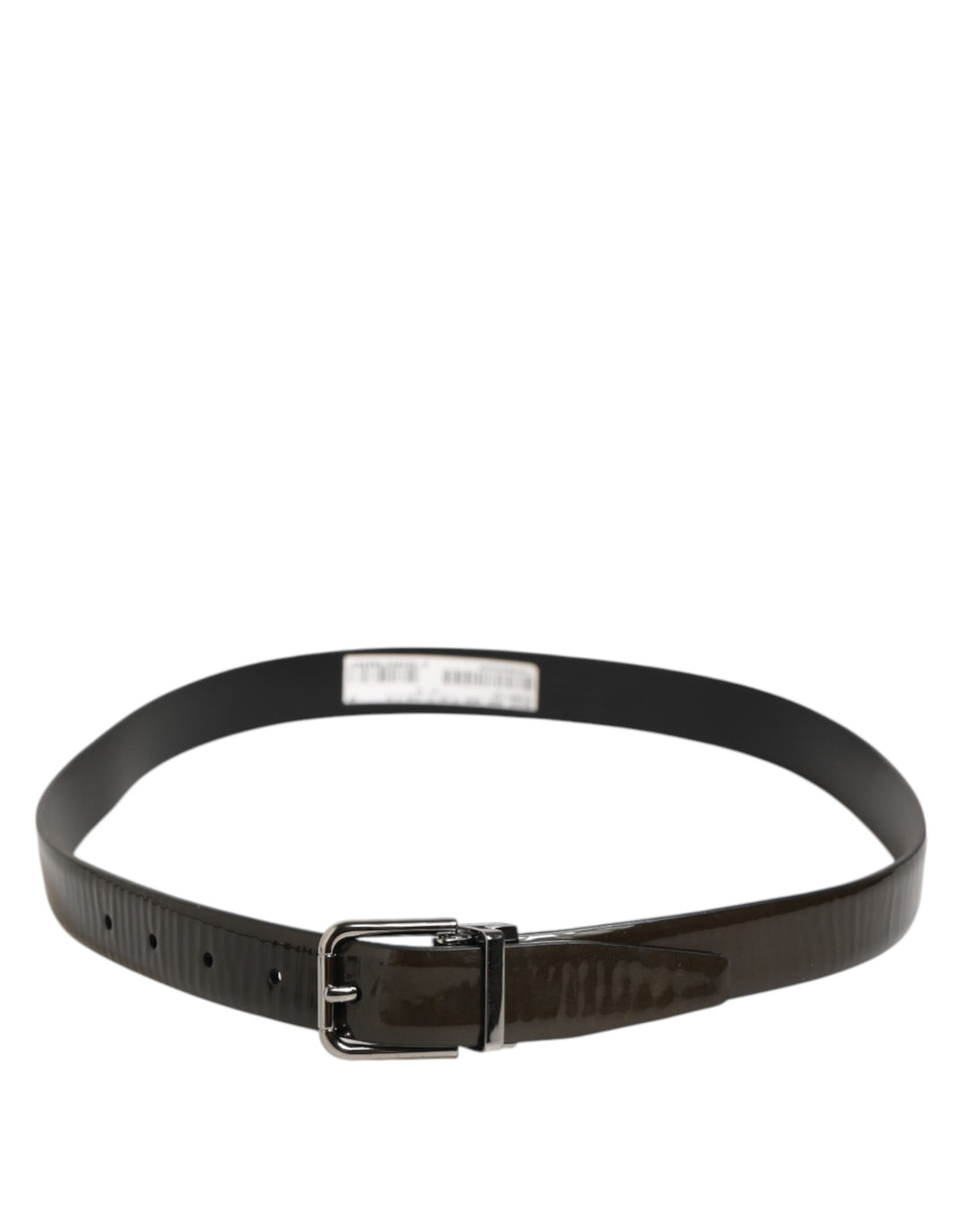 Dolce &amp; Gabbana Brown Glossy Leather Classic Metal Buckle Belt