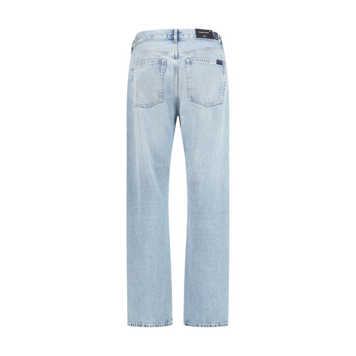 7FOR Blue Cotton Straight-Leg Jeans