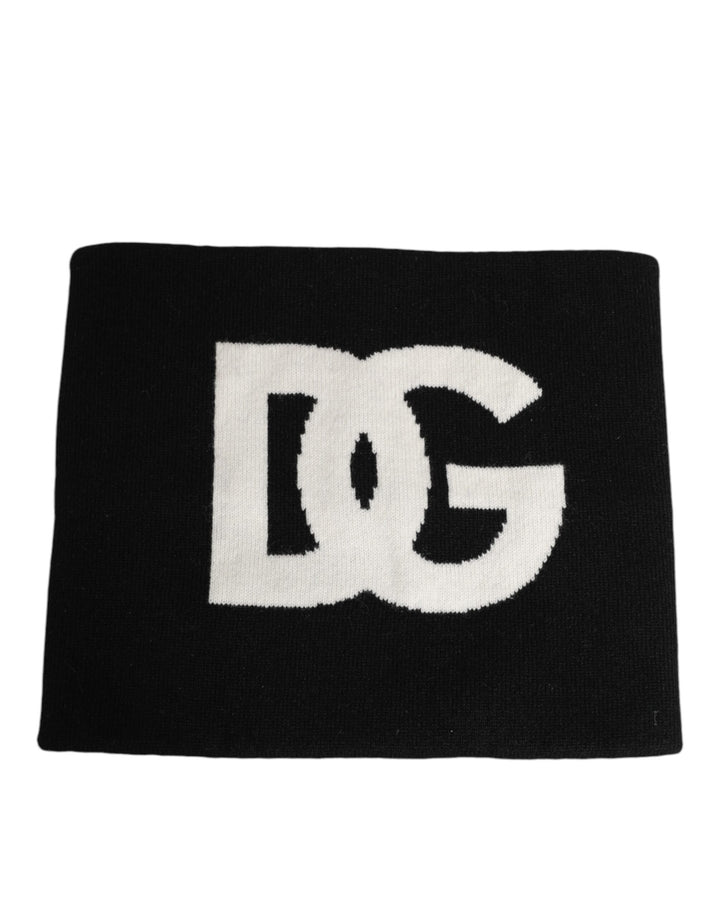 Dolce &amp; Gabbana Black D&amp;G Logo Cashmere Knitted Men One Size Scarf