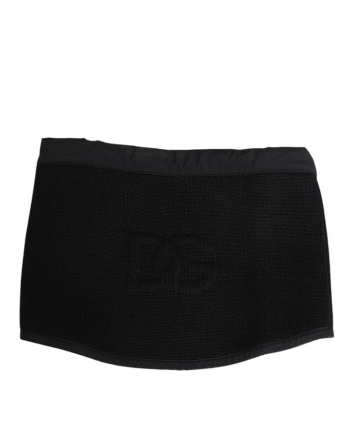 Dolce &amp; Gabbana Black Lace Stole Knitted DG Logo Men One Size Scarf