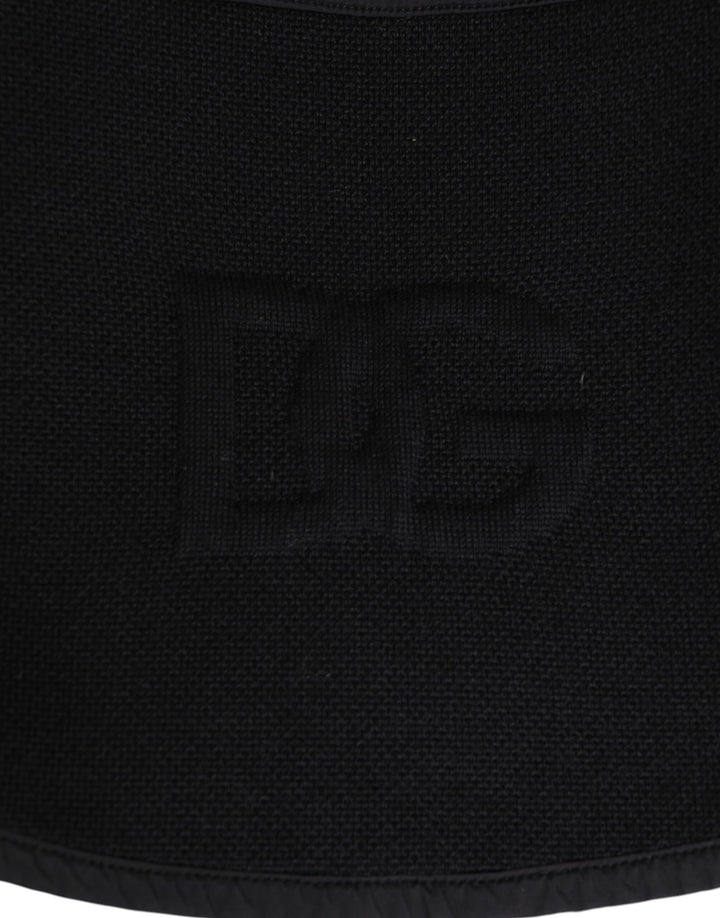 Dolce &amp; Gabbana Black Lace Stole Knitted DG Logo Men One Size Scarf