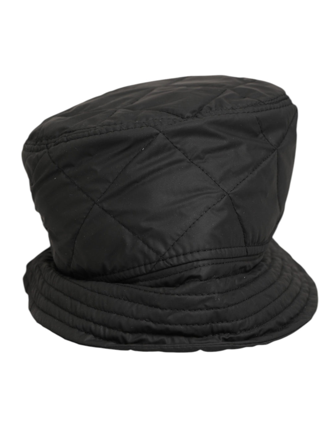 Dolce &amp; Gabbana Black Nylon Quilted Bucket Men Capello Hat