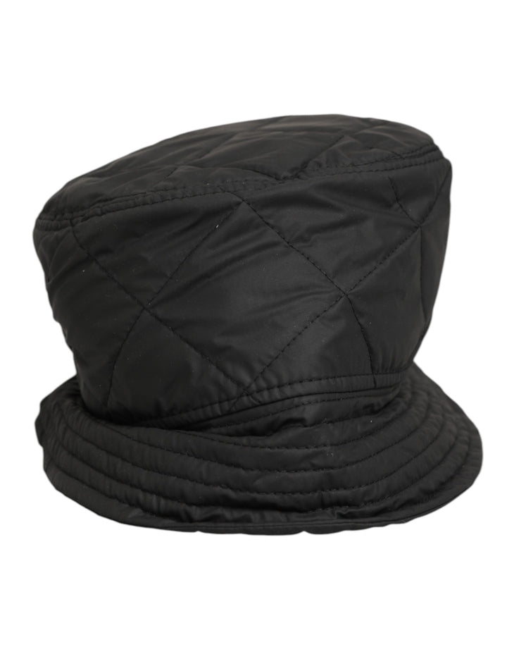 Dolce &amp; Gabbana Black Nylon Quilted Bucket Men Capello Hat