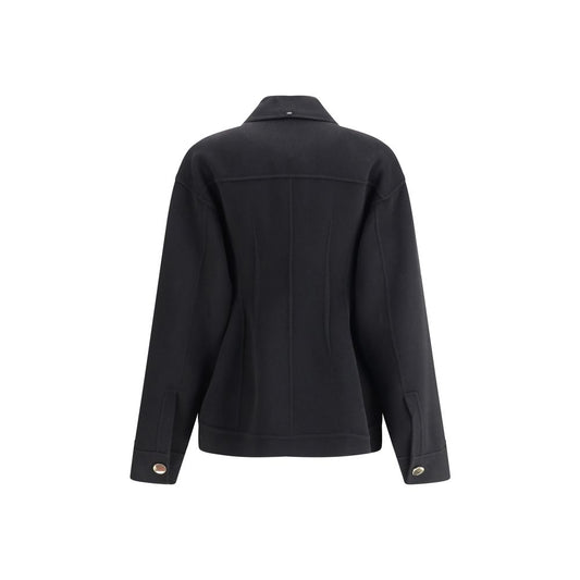 Max Mara Black Fleece Wool Coat