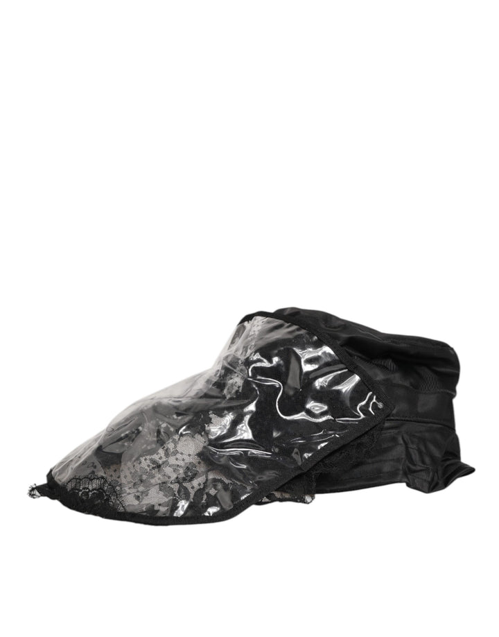 Dolce &amp; Gabbana Black PVC Wide Brim Men Bucket Capello Hat