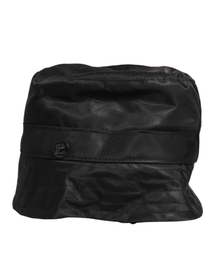 Dolce &amp; Gabbana Black PVC Wide Brim Men Bucket Capello Hat