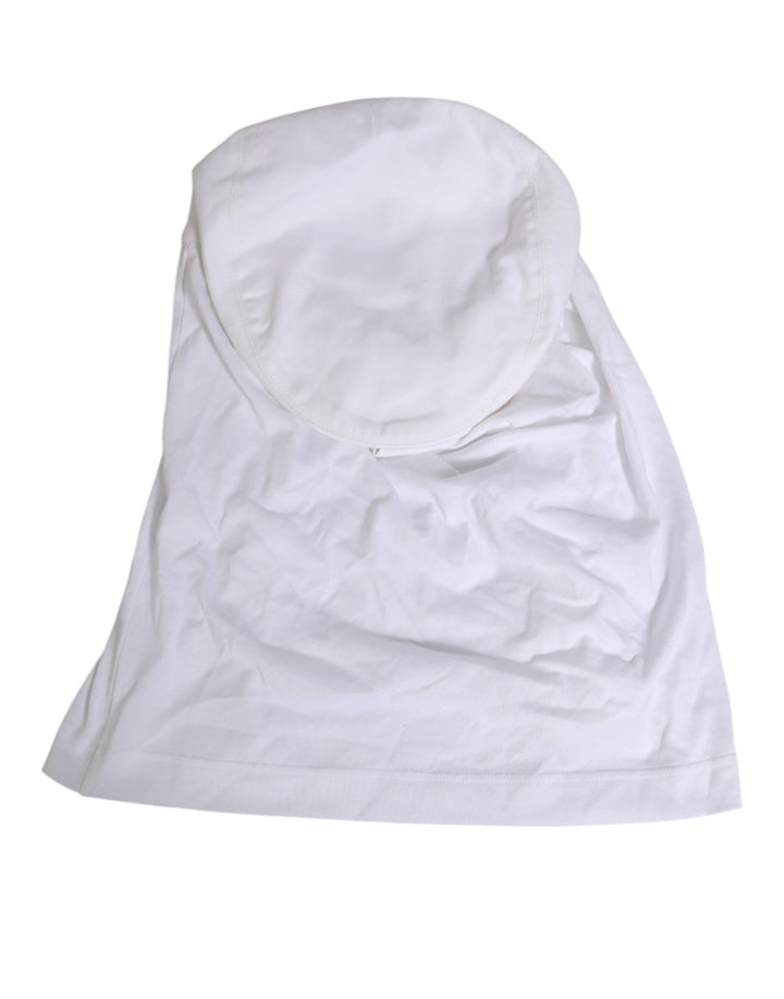 Dolce &amp; Gabbana White Cotton DG Logo Plaque Baseball Balaclava Hat