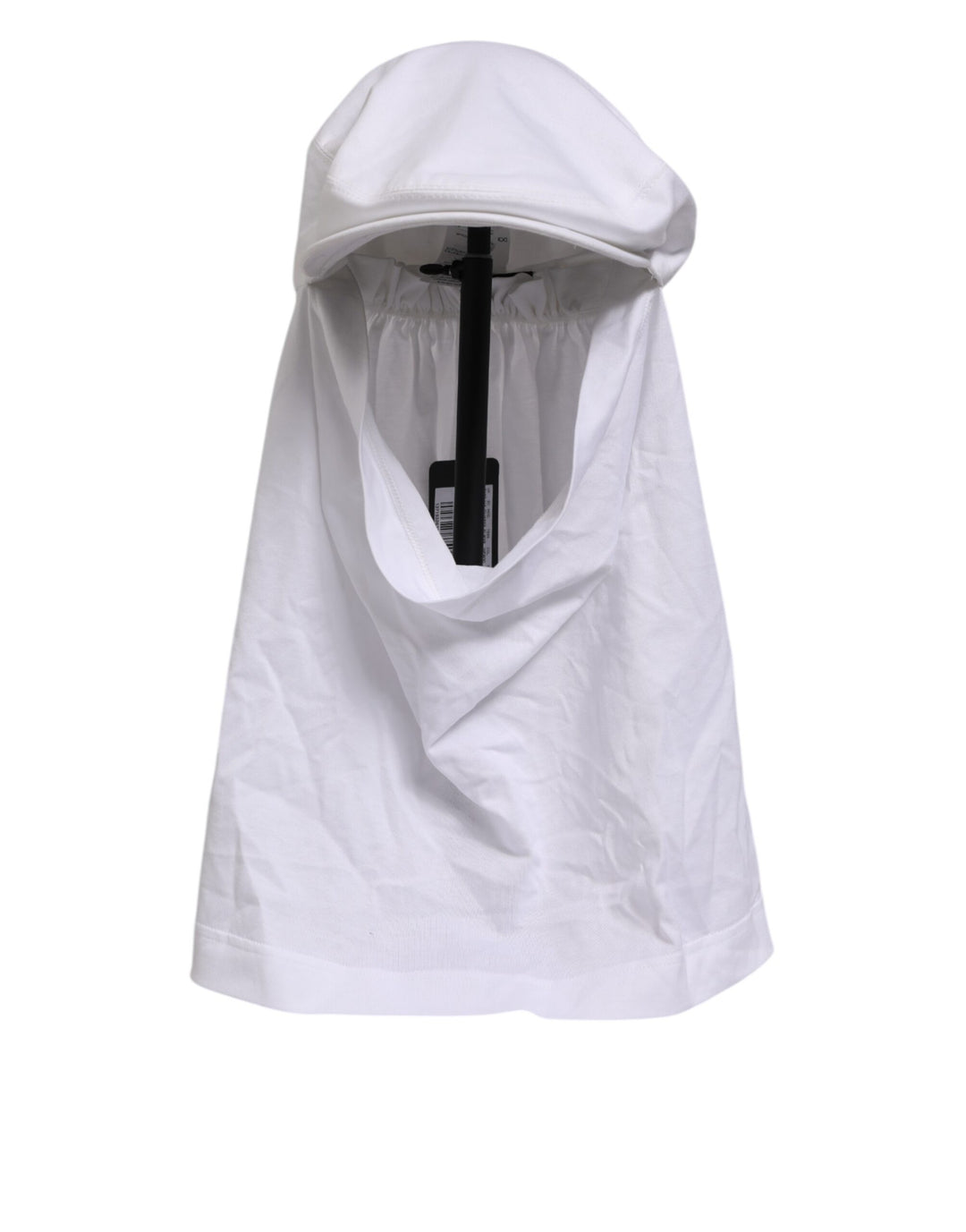Dolce &amp; Gabbana White Cotton DG Logo Plaque Baseball Balaclava Hat