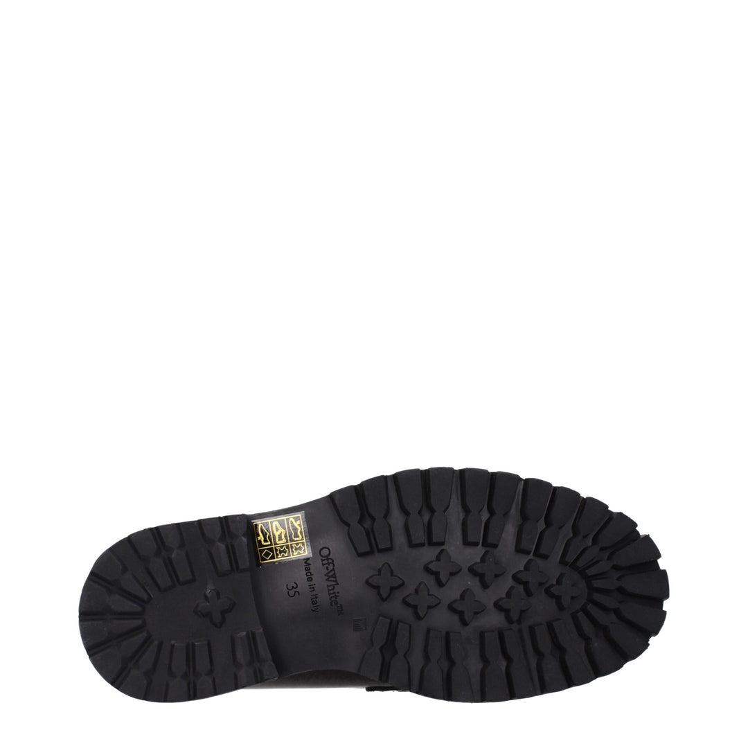 Off-White Black Leather Slip-On Loafers