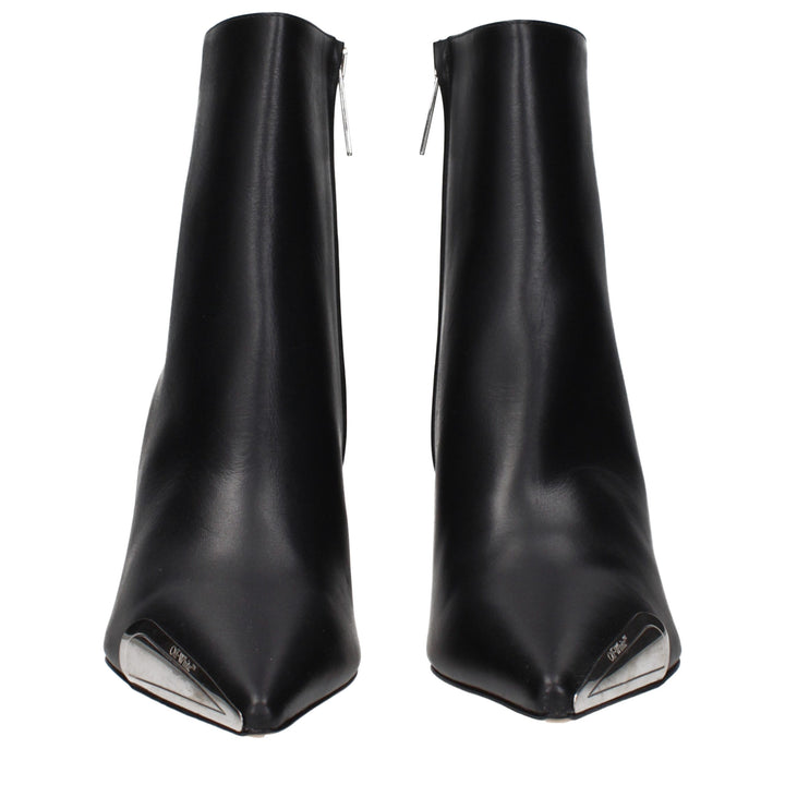 Off-White Black Leather Ankle Boots