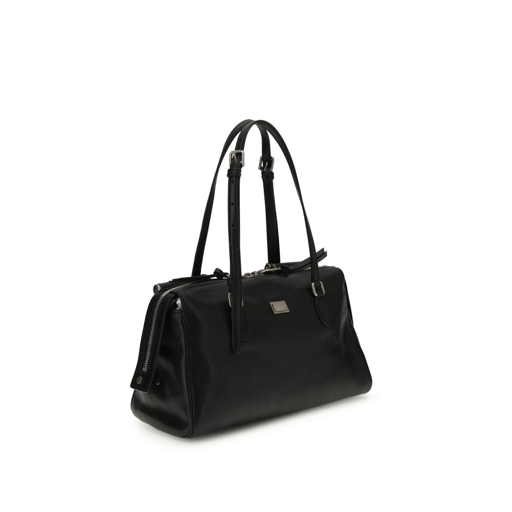 Dolce &amp; Gabbana Black Calf Leather Bos Taurus Shoulder Bag