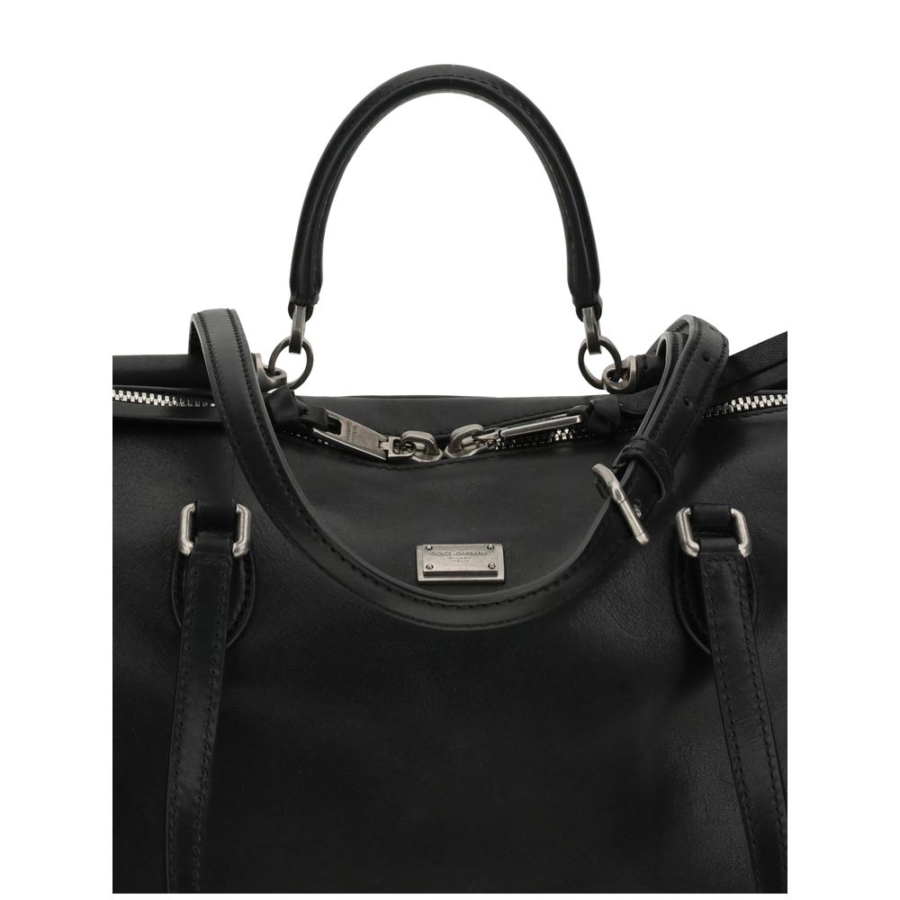Dolce &amp; Gabbana Black Calf Leather Bos Taurus Shoulder Bag