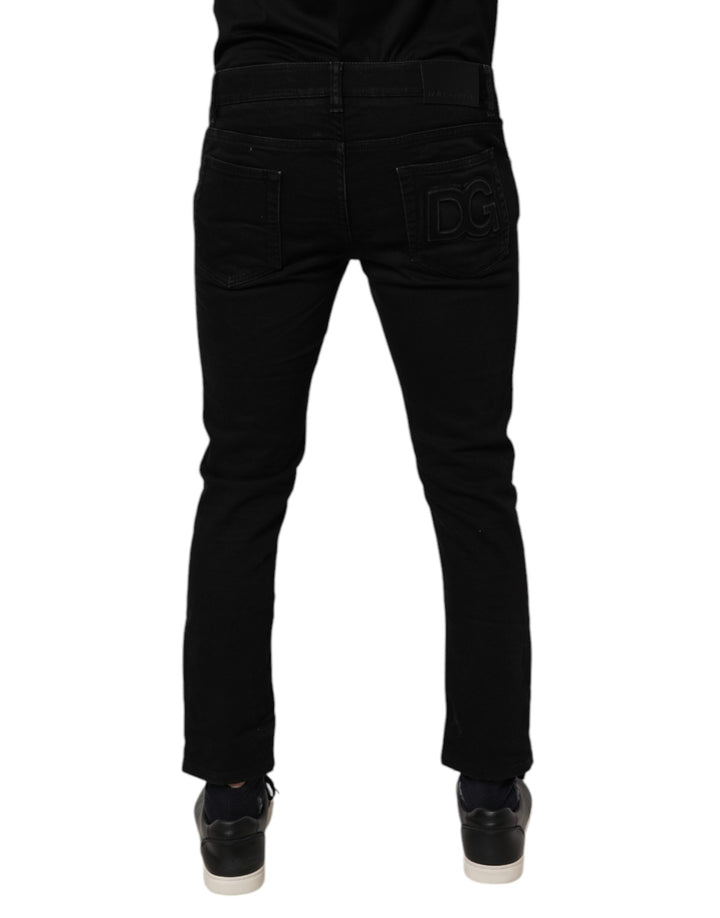 Dolce &amp; Gabbana Black Cotton Stretch Skinny Men Denim Jeans