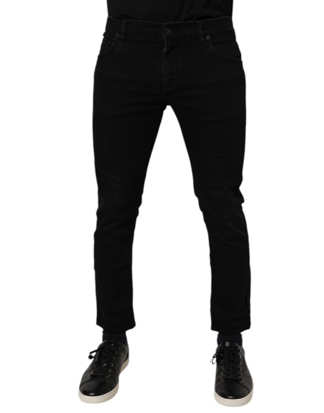 Dolce &amp; Gabbana Black Cotton Stretch Skinny Men Denim Jeans