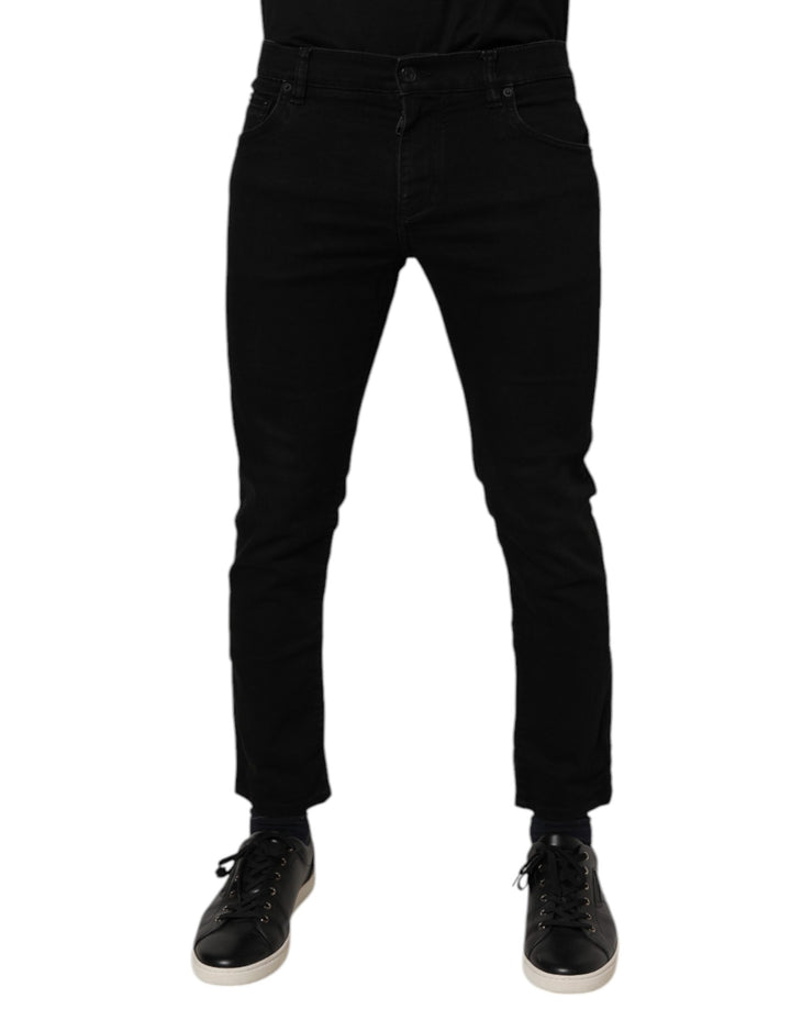 Dolce &amp; Gabbana Black Cotton Stretch Skinny Men Denim Jeans