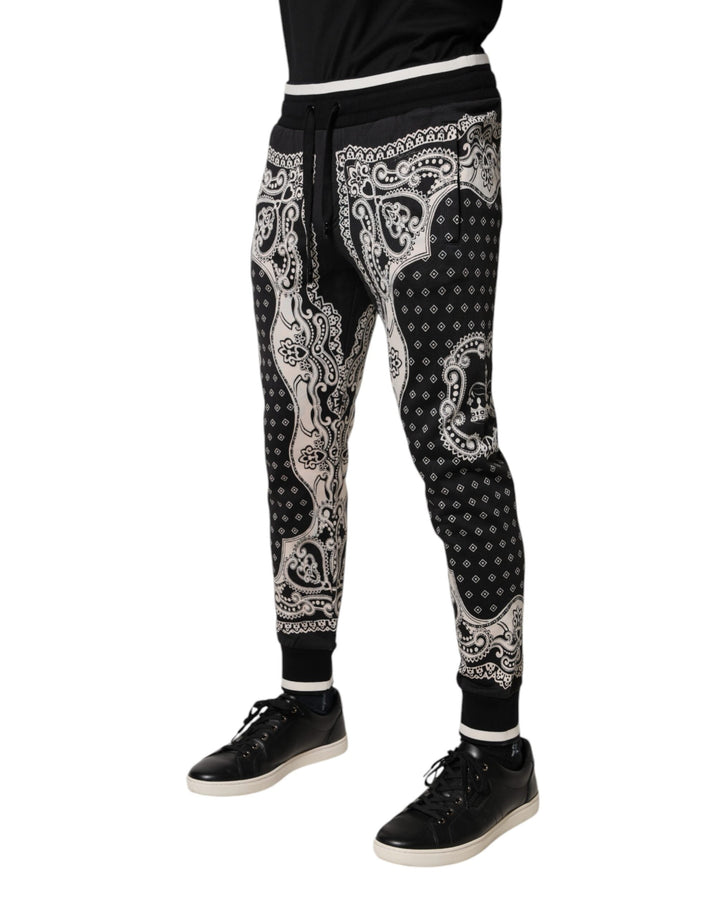 Dolce &amp; Gabbana Black Cotton Bandana Jogger Sweatpants Pants