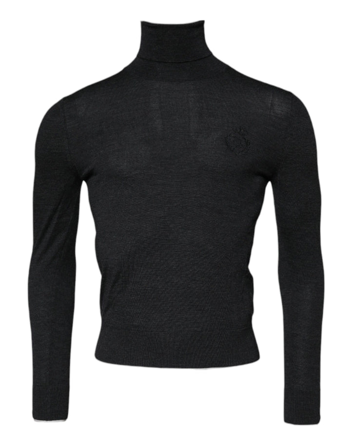 Dolce &amp; Gabbana Black Wool Turtle Neck Men Pullover Sweater