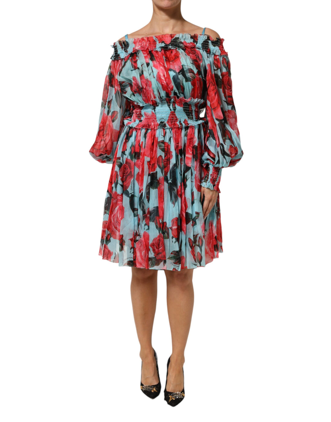 Dolce &amp; Gabbana Multicolor Romantic Floral Silk Chiffon Dress