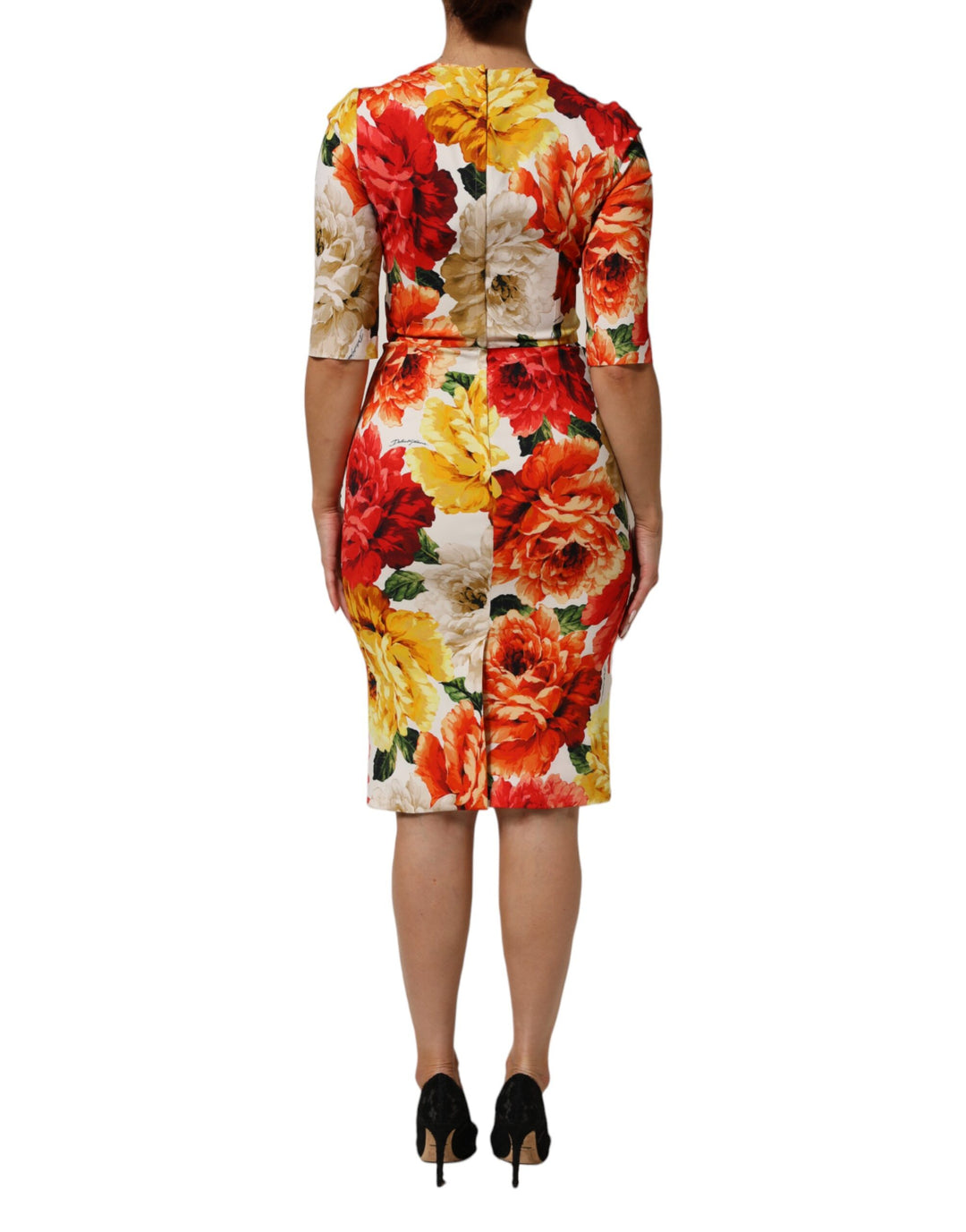 Dolce &amp; Gabbana Multicolor Floral Print Viscose Sheath Dress