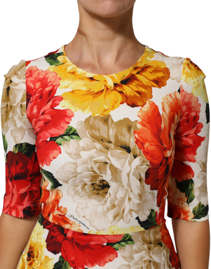 Dolce &amp; Gabbana Multicolor Floral Print Viscose Sheath Dress