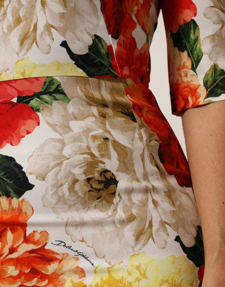 Dolce &amp; Gabbana Multicolor Floral Print Viscose Sheath Dress