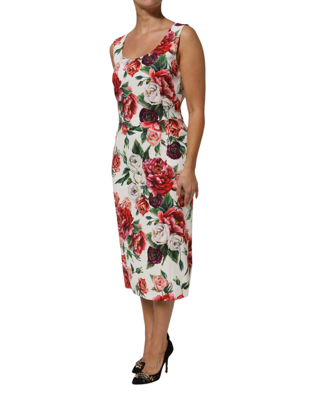 Dolce &amp; Gabbana Multicolor Floral Print Viscose Sheath Dress