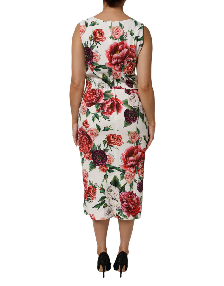 Dolce &amp; Gabbana Multicolor Floral Print Viscose Sheath Dress
