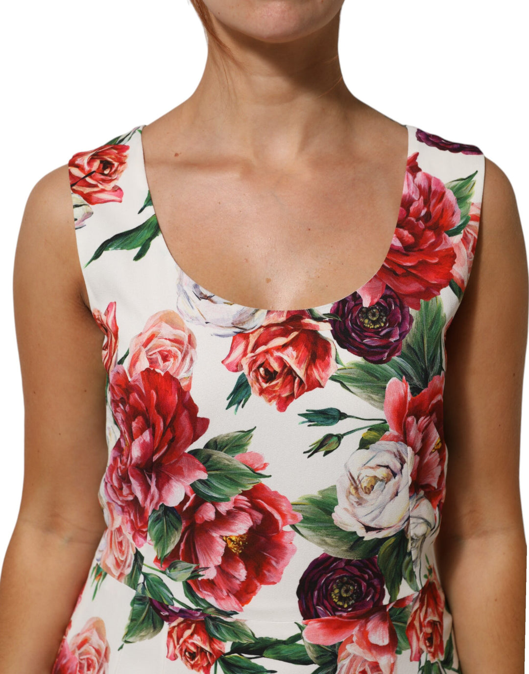 Dolce &amp; Gabbana Multicolor Floral Print Viscose Sheath Dress