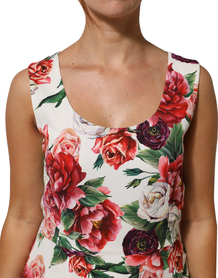 Dolce &amp; Gabbana Multicolor Floral Print Viscose Sheath Dress
