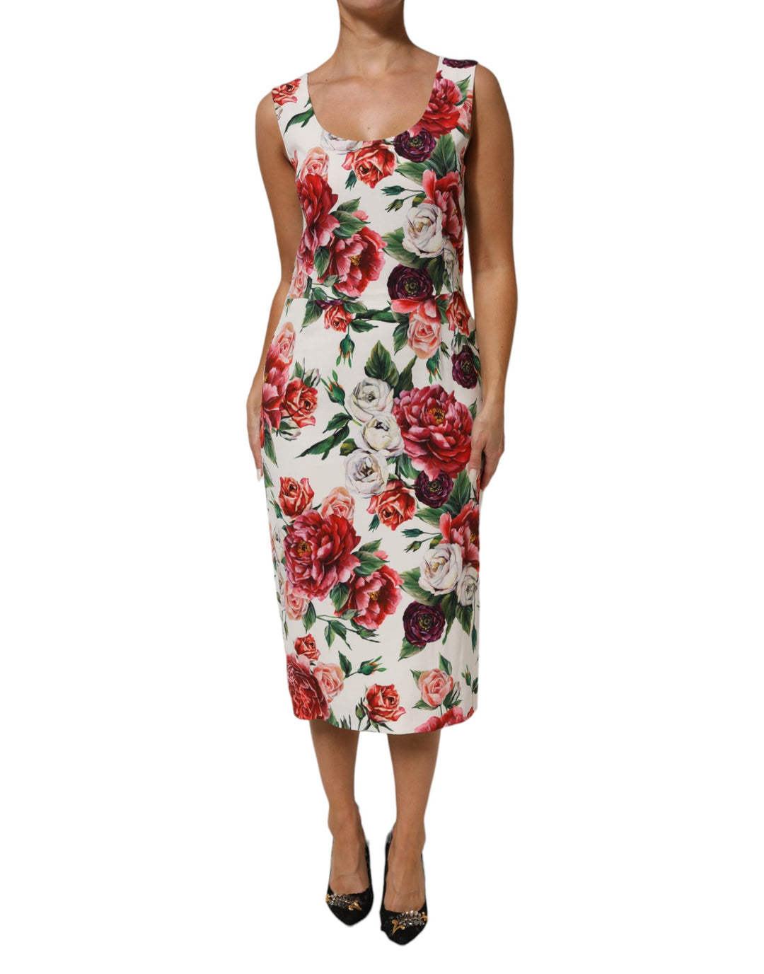 Dolce &amp; Gabbana Multicolor Floral Print Viscose Sheath Dress