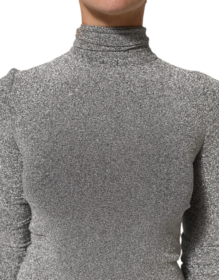 Dolce &amp; Gabbana Gray Nylon Bodycon Sheath Long Sleeves Dress