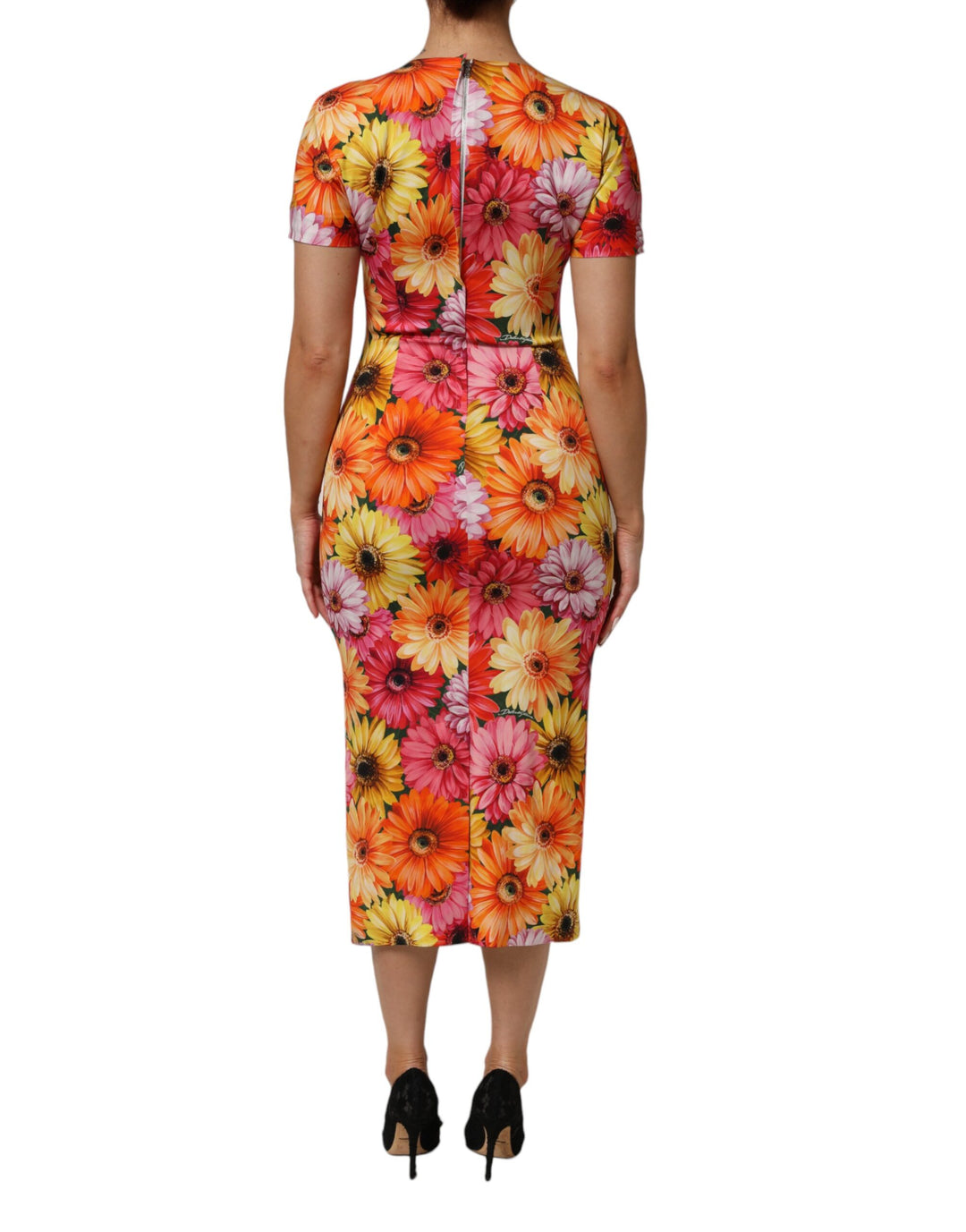 Dolce &amp; Gabbana Multicolor Floral Print SilkSheath Midi Dress