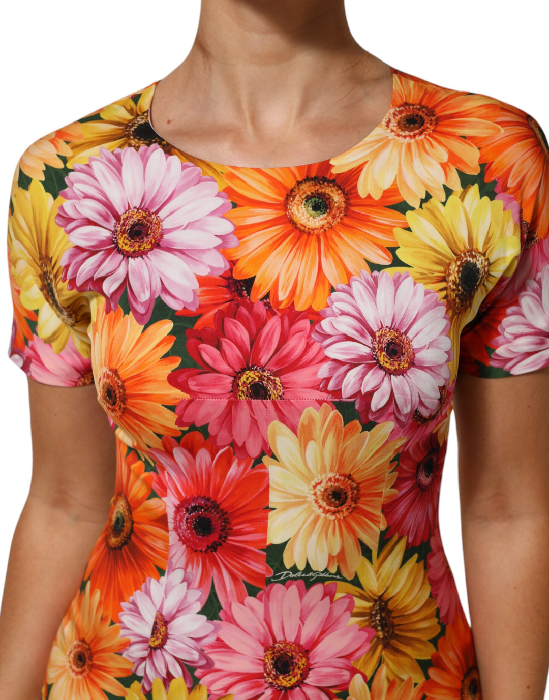 Dolce &amp; Gabbana Multicolor Floral Print SilkSheath Midi Dress