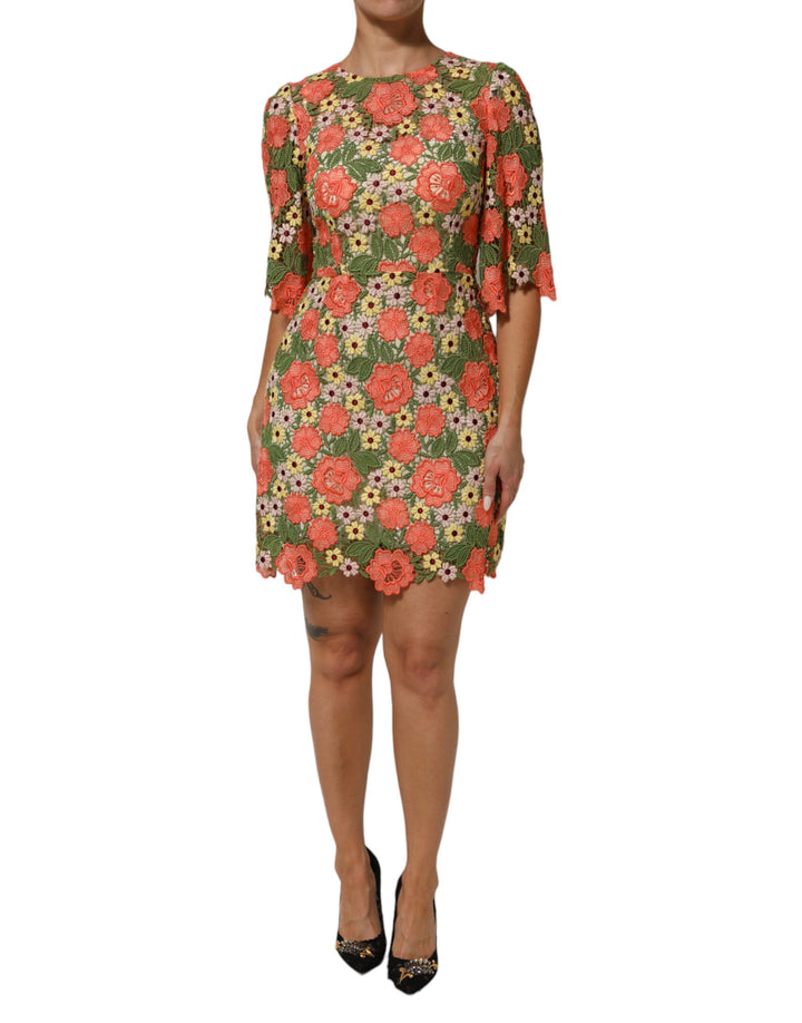 Dolce &amp; Gabbana Multicolor Floral Embroidery Aline Mini Dress