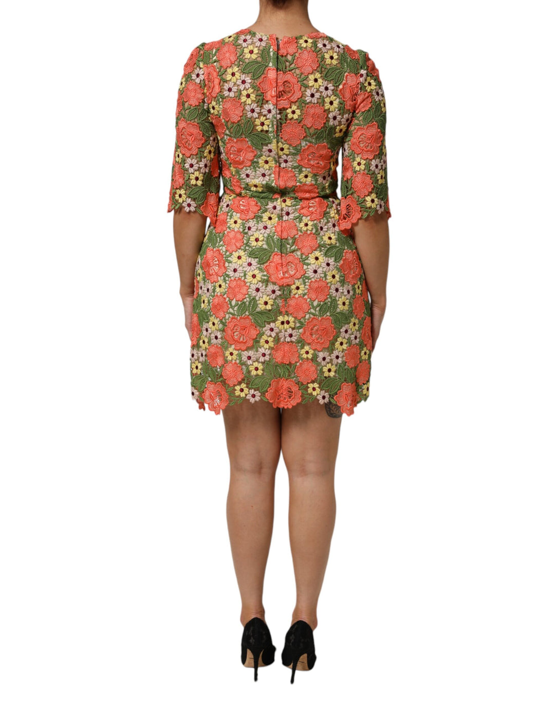 Dolce &amp; Gabbana Multicolor Floral Embroidery Aline Mini Dress