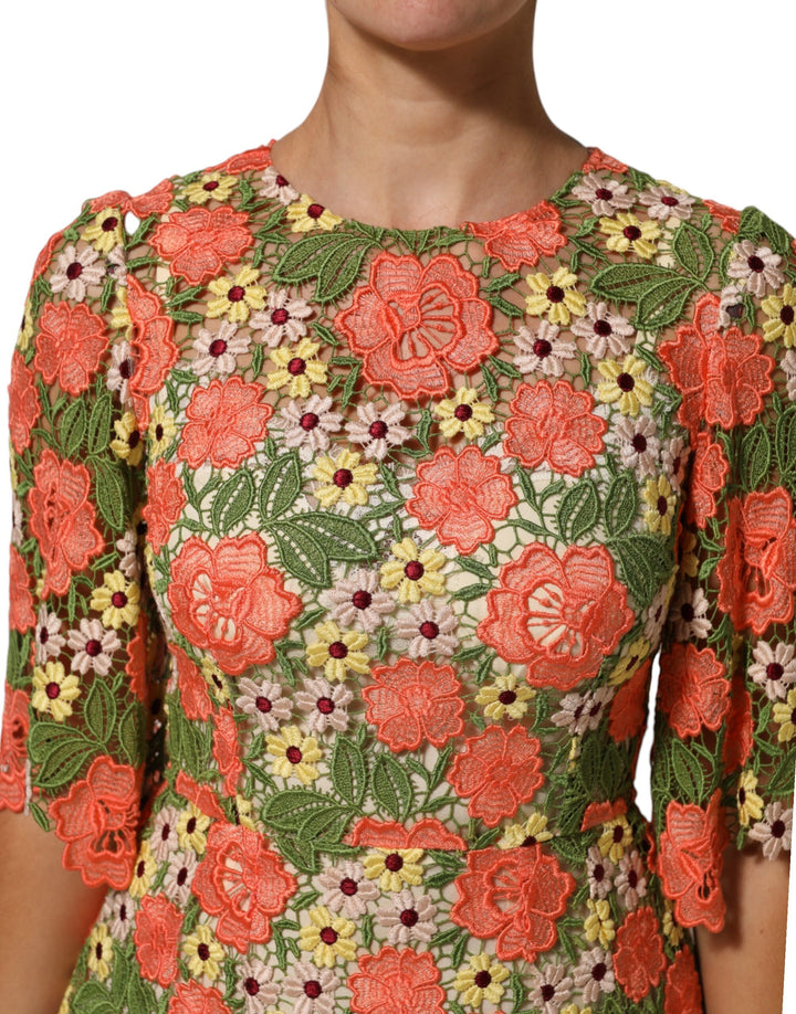 Dolce &amp; Gabbana Multicolor Floral Embroidery Aline Mini Dress