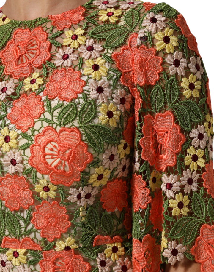 Dolce &amp; Gabbana Multicolor Floral Embroidery Aline Mini Dress