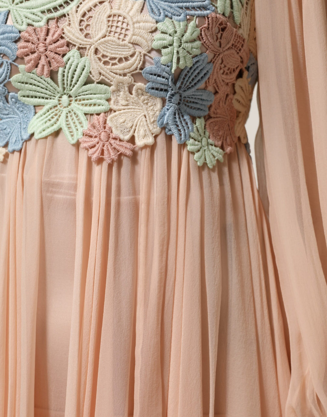 Dolce &amp; Gabbana Pink Floral Embroidery Pleated A-line Dress