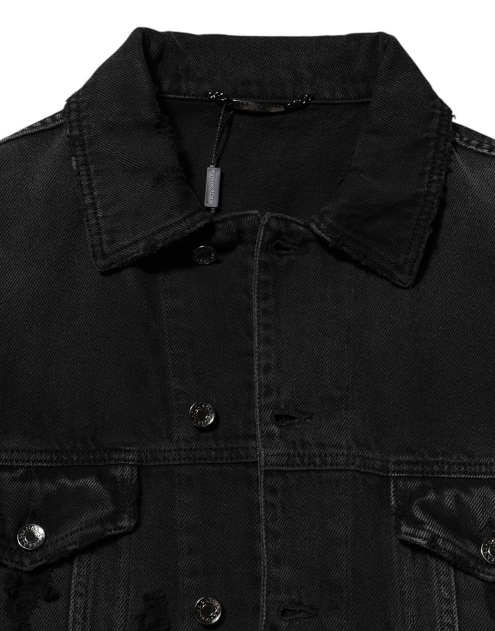 Dolce &amp; Gabbana Black Cotton Stretch Denim Blouson Jacket