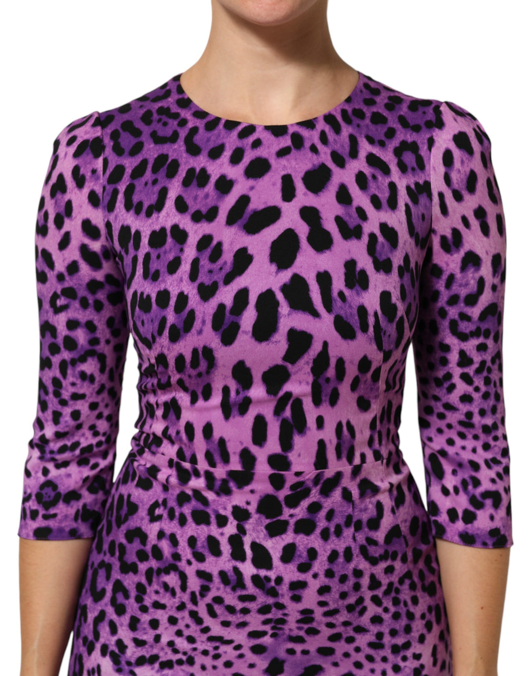 Dolce &amp; Gabbana Violet Leopard Sheath Bodycon Mini Dress