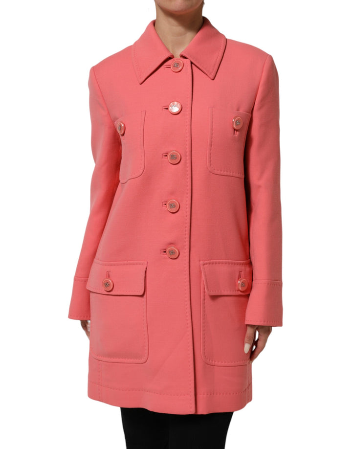 Dolce &amp; Gabbana Pink Buttoned Down Trench Coat Jacket