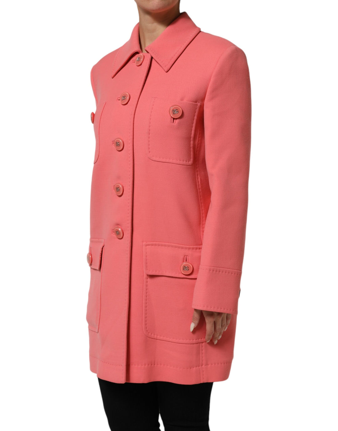 Dolce &amp; Gabbana Pink Buttoned Down Trench Coat Jacket