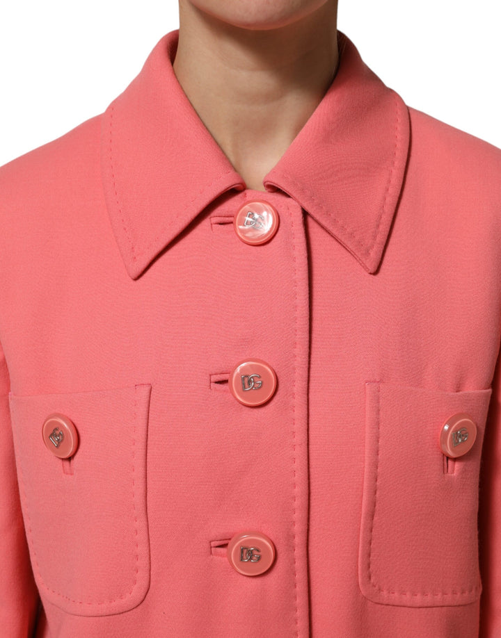 Dolce &amp; Gabbana Pink Buttoned Down Trench Coat Jacket