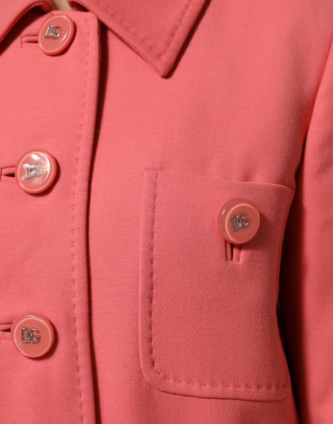 Dolce &amp; Gabbana Pink Buttoned Down Trench Coat Jacket