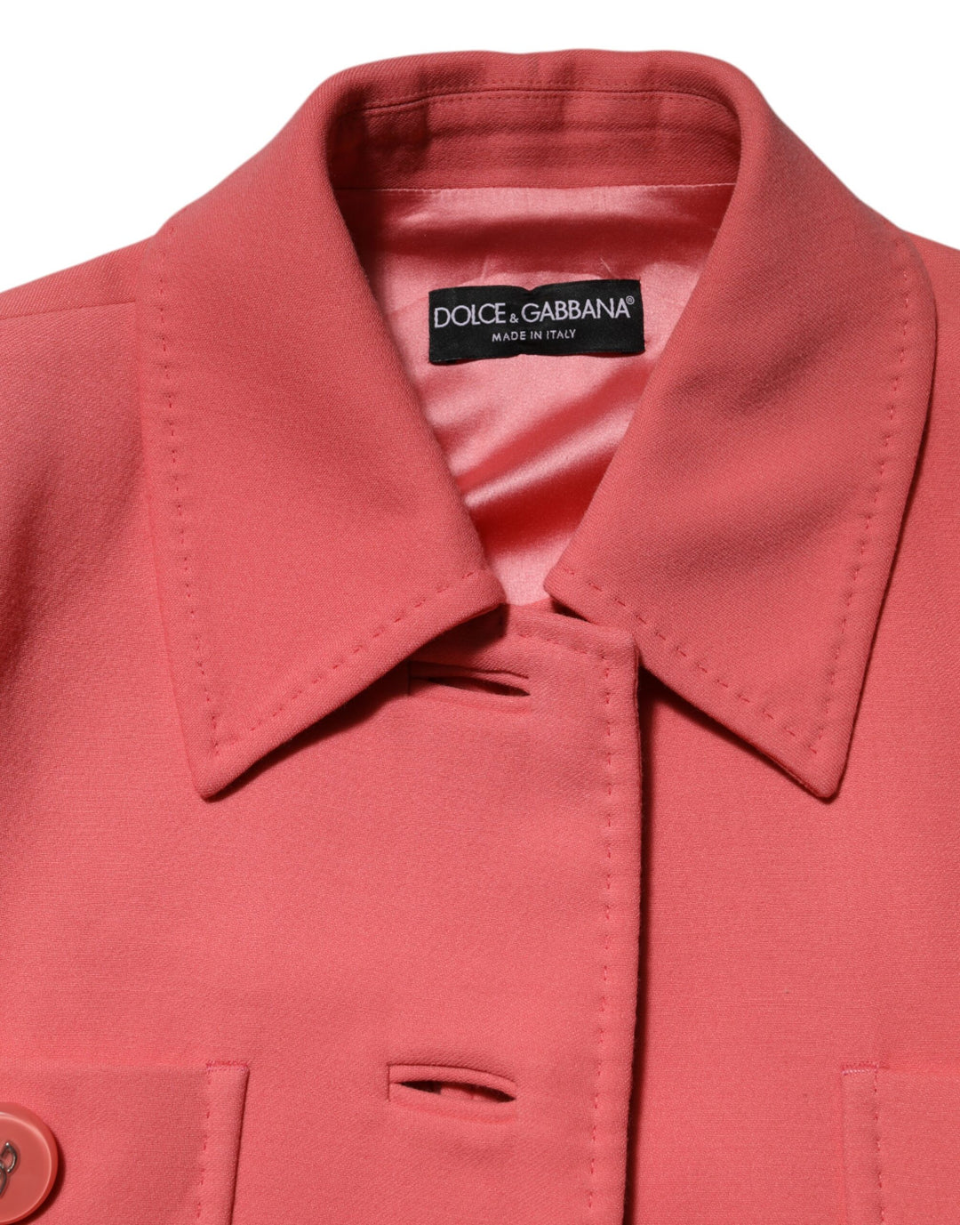 Dolce &amp; Gabbana Pink Buttoned Down Trench Coat Jacket