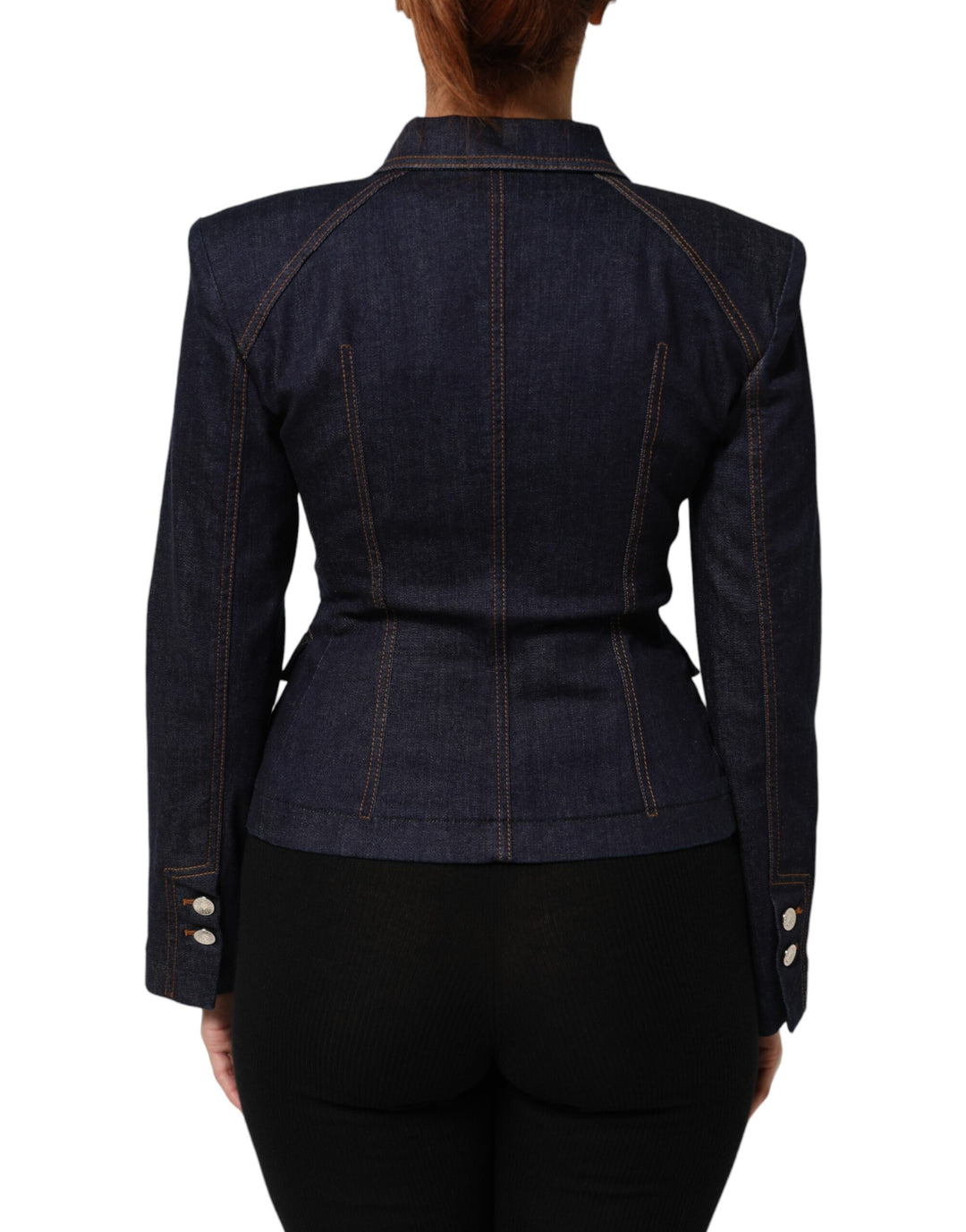 Dolce &amp; Gabbana Dark Blue Cotton Collared Denim Coat Jacket